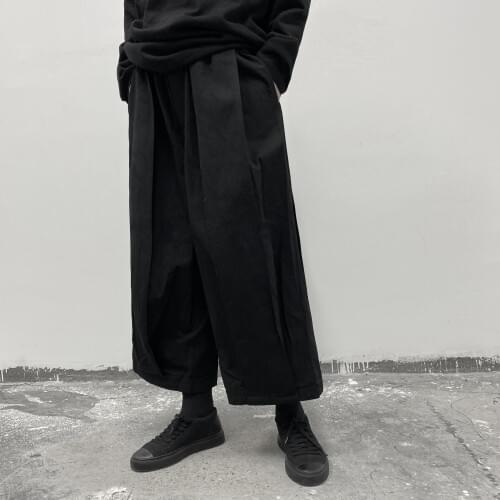 27-46 2021 Dj Mens clothing Hair Stylist Loose Design sense Black Cotton Linen Wide Leg Pants plus size costumes