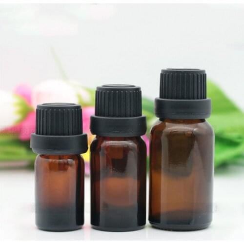 5-100ml 1 Ctn Portable Black Cover Drip Plug Tan Glass Dropper Essential Oil Bottles Cosmetics Container Travel Container