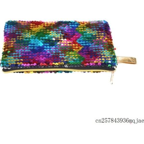 60pcs Mermaid Glitter Clutch Bag Make Up Pouch Women Reversible Sequins Fashion Handbag Lady Cosmetic Bag