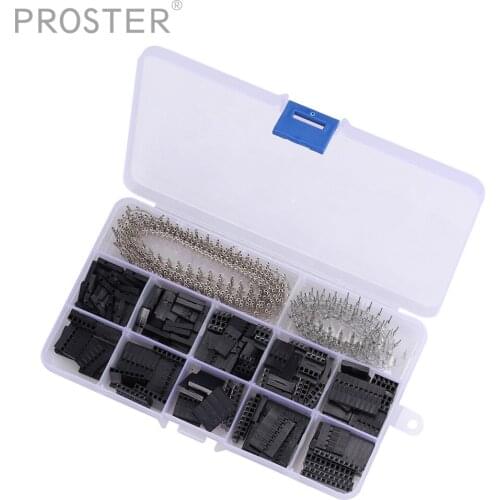 650Pcs Crimp Connector 1-10 Pin Jumper Harness Connector Kit with Pin Housings Male & Female Crimp Pins for Dupont Electronics