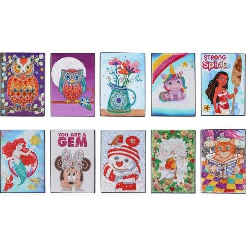 A5 50 Pages Rhinestone Painting Blank Notebooks 5D DIY Part Drill Special Shape Diamond Painting Cartoon Diary Book Children