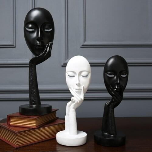 Home Decoration Statue Table Decorations Accessories 3D Face Mask Abstract Sculpture Decorative Art Figurine Living Room Decor