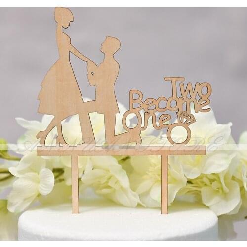 Rustic Wedding Decoration " Two Become One " Funny Wedding Cake Topper Wood Toppers Cake Decorating Marry Me