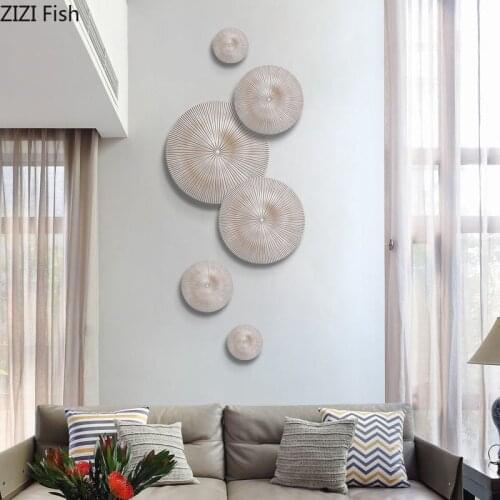 Wooden Hang Ornaments Sun Disk Gray Wall Decoration Simple Home Decor Modern Living Room Sofa Background Display Wall Hanging