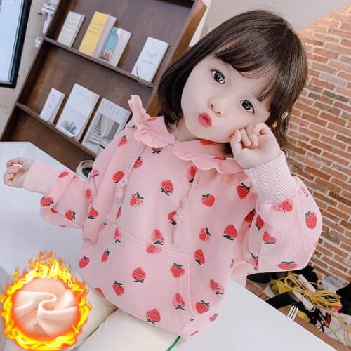 Baby Girl Sweet Printed Lace Hoodies Sweaters Spring Autumn Winter Jackets Girls Kids Princess Sweatshirts Clothes Children Tops
