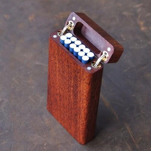 Ebony Fine Smoke 11/12 Sticks Cigarettes Solid Wood Storage Case Natural Red Sandalwood Portable Pocket Sealed Men Gifts