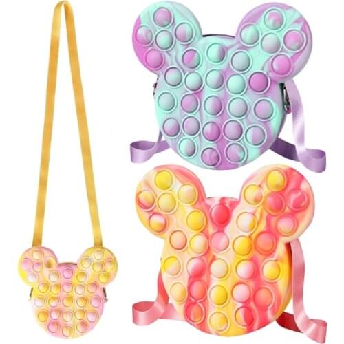 Disney Kawaii Mickey Mouse Fidget Toys Bag Push Bubble Sensory Antistress Squeeze Toy Relieving Anxiety Children Gifts