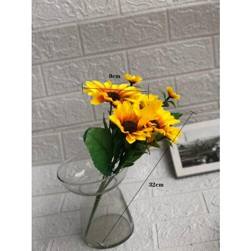 7head artificial Bouquet Sunflower smallflower Coffeeshop Christmas Table Wedding Decoration artificial Flowers HomeParty
