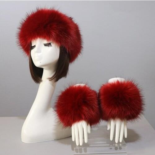 Faux Fur Headbands And Cuffs Set Autumn Winter Coat Jacket Fur Cuffs Fluffy Fuzzy Fur Headband And Cuffs Head Hair Accessories
