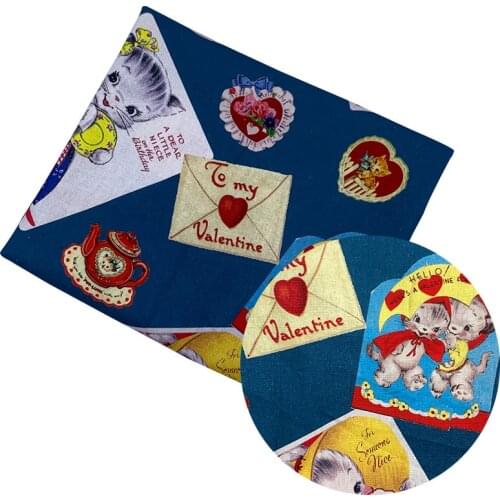 Beautiful Digital Printing 100% Cotton Fabric Blue Bottom Cartoon Cat Pattern Sewing Material Children Fabric Diy Shirt Clothing