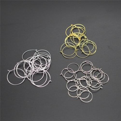 50Pcs Metal Wire Circle Earrings Beading Hoops Gold Silver Plated Wine Glass Charm Rings For DIY Earring Jewelry Making Findings