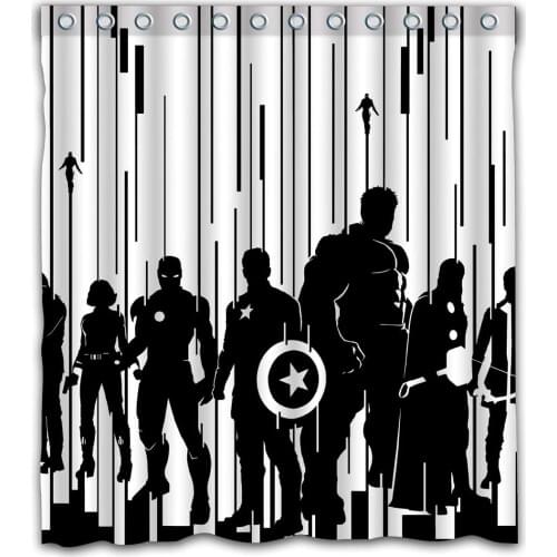 Cool Black and White Strip Design Shower Curtain Waterproof Fabric for Bathroom Decoration