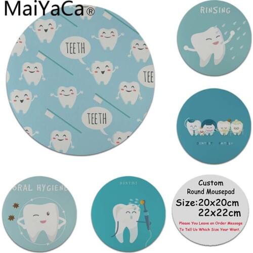 MaiYaCa Cool New Dental Dent Tooth Cute Teeth Unique Desktop Pad Game Mousepad Computer Game Rubber Round Mouse Pad