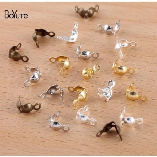 BoYuTe (1000 Pieces/Lot) 4MM Metal Brass Wrap Connector Clasps Diy Fastener Clips for Jewelry Making