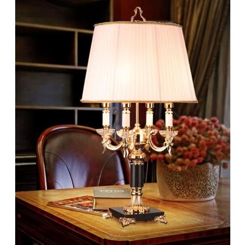 Table lamp bedroom bedside lamp European crystal model room large luxury American wedding warm black white LU728314