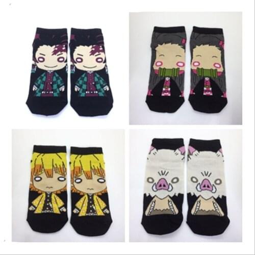 Anime Demon Slayer Kimetsu no Yaiba Kamado Tanjirou Kamado Nezuko Socks Embroider Cartoon Ankle Socks Creative Sock