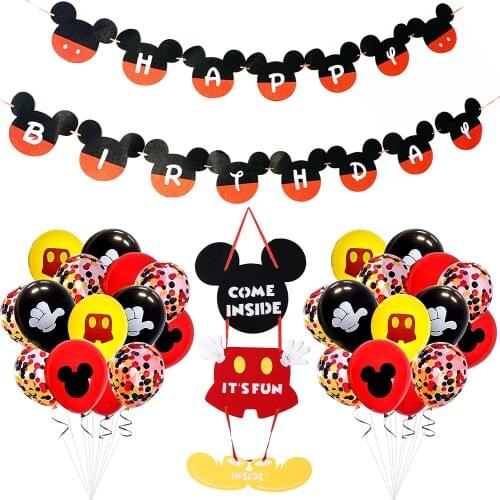 Disney Mickey Mouse Disposable Tableware Party Decorations Cups Napkins Plates Straws Decor Baby Shower Birthday Party Supplies