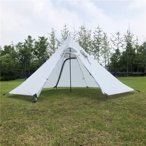 Ultralight Outdoor Camping Pyramid Tent Large Sun Shade Shelter Teepee with Stovepipe Hole for Backpacking Hiking Fishing Beach