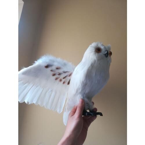 Polyethylene&feathers white owl large 32x60cm spreading wings owl bird hard model prop.home garden decoration Xmas gift b1008