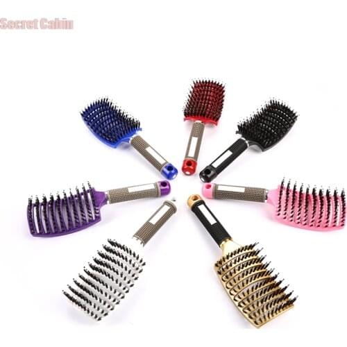 Hair Scalp Massage Comb Hairbrush Bristle Nylon Women Wet Curly Detangle Brush