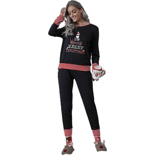 Christmas Long-sleeved Pajamas Suit Printed Stripe Sleepwear Christmas size 8 long-sleeved printing stripe stitching home pajama