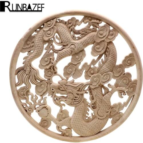 RUNBAZEF Carved Decal Woodcarving Corner Applique Furniture Door Wooden Cabinet Decoration Decorative Wood Vintage Home Decor