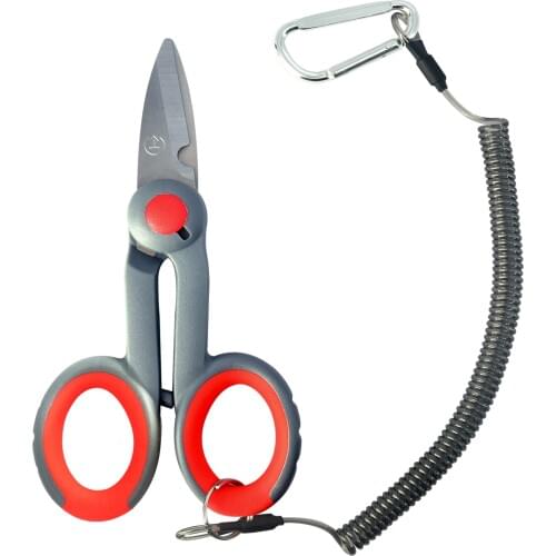 BXIO Fishing Scissors with Safety Rope Ergonomic Soft Handle Non-slip Outdoor Scissors Stainless Steel Blade Can Cut Fish Line