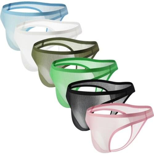 Sexy Mens Underwear G strings Male Gay Sissy Panties Transparent Low Rise Underpants T-back Mens Thongs Jockstrap Bulge Pouch