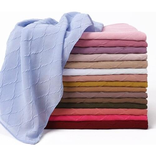 Good stitching stitch Crinkle Hijabs plain premium heavy Chiffon hijab scarf Malaysian Womens scarves hijabs long shawl shawls