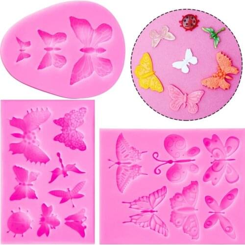 1PC Silicone Chocolate Mould Butterfly Shape Pink Cake Decoration Tool Food Grade Non-stick Diy Resin Mold Easy To Clean A118
