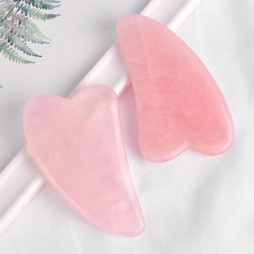 WT-G303 Natural Rose Crys tal Heart Scraping Board Natural Gem Stone SPA Beauty Body Scraping Tablets Massage tools