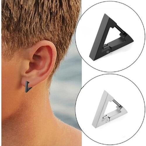 Triangle Unisex Punk Rock Stud Earrings Stainless Steel Men Women Ear Stud Earrings Pierced Push-Back Ear Brincos Jewelry New