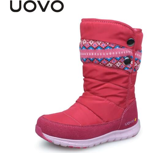 UOVO 2020 Winter Boots For Girls Brand Fashion Children Shoes Warm Rubber Boots For Kids Girls Snow Boots Princess Size 27#-37