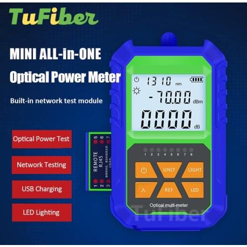 High Precision Mini Optical Power Meter Network Cable Test Lighting Optical Fiber Tester with 7 Wavelengths -70+3 or -50+20 dBm