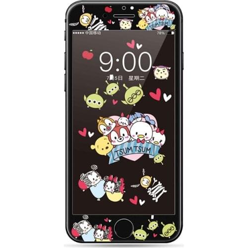 Disney Mickey Cute Cartoon Pattern 3D Full Cover Front Tempered Glass for Iphone 6 7 8 Plus Screen Protector Protective Film