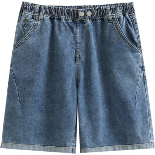 Womens Clothing Wide Leg Jeans Plus Size 2021 Summer Denim Harem Shorts High Waist Trousers Stretch Bottoms T68-6807