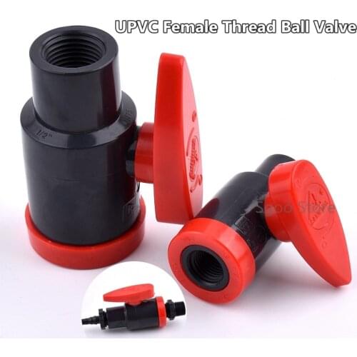 1pc 1/4"~1/2" Female Thread UPVC Pipe Ball Valve Aquarium Fish Tank Connector PVC Oxygen Valve Irrigation System Fittings