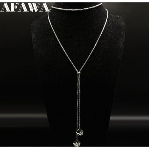 2021 Fashion Flower of Life Stainless Steel Statement Necklace for Women Silver Color Necklace Jewellery collares mujer N18699