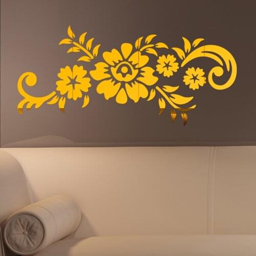 3D DIY Acrylic Mirror Stickers for Room Decoration Flower Wall Decals Sticker Living Room Bedroom Home Decoration Accessories