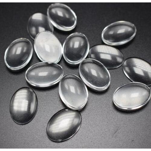 50 Transparent Clear Oval Dome Flatback Glass Cabochon 13X18mm