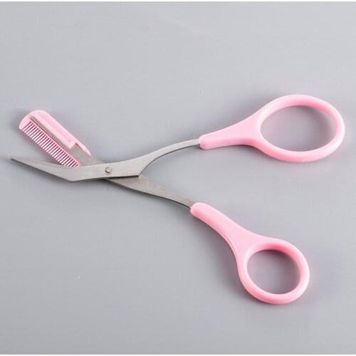 Stainless Steel Eyebrow Trimmer Scissors With Comb manicure nail cuticle Trimmer scissor Beauty Makeup Facial Hair Remover Tool