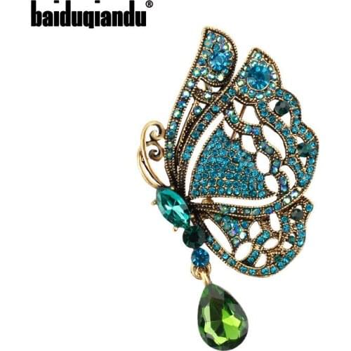 Baiduqiandu Butterfly Brooch for Women Rhinestone Broches Fashion Bijouterie Wedding Jewelry 6 Colors Available Lead Free