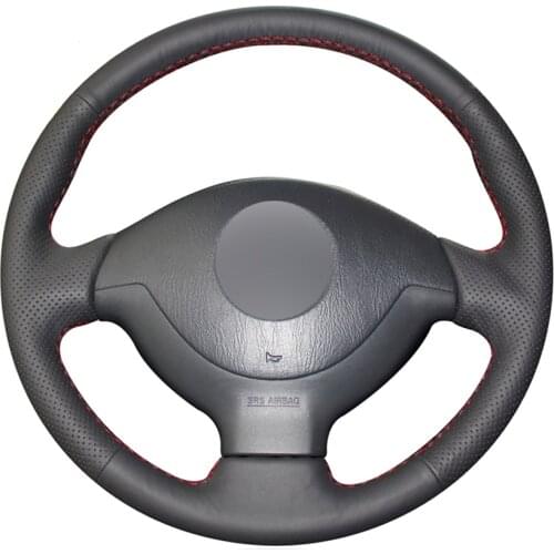Black PU Faux Leather Hand-stitched Car Steering Wheel Cover for Suzuki Jimny 2005 2006 2007 2008 2009 2010 2011 2012 2013 2014
