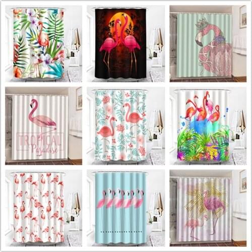 Elegant Flamingo Polyester Waterproof Bathroom Set With Shower Curtain Rainbow Unicorn Printing Bathroom Decoration Bath Curtain