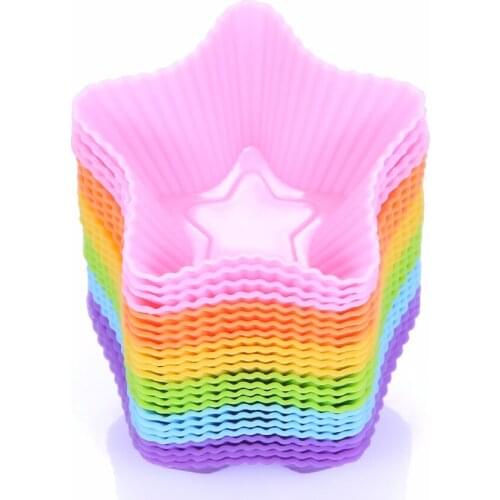 Facemile 12PCS Star Shape 3D Cake Cup Silicone Muffin Cupcake Mold Baking Tools Cake Decorating Tools For Bakeware