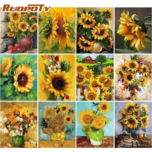 RUOPOTY 60x75cm DIY Painting By Numbers Sunflower Paint By Numbers For Adult Digital Painting On Canvas Unique Gift