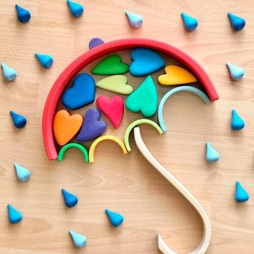 Creative Loose Parts Wooden Rainbow Peg Dolls Stacker Toys Nordic Wood Toys Kids Jenga Weather Moon Stone Blocks Montessori Toys