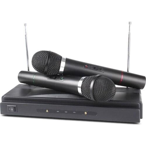 Karaoke Microphone System with 2 Wireless Handheld Condenser Microphone + 1 Reciever for Home Computer KTV Singing