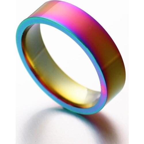MOREDEAR Classic Men Women Rainbow Colorful Ring Titanium Steel Wedding Band Ring Width 6mm Size 6-12 Gift WTR93