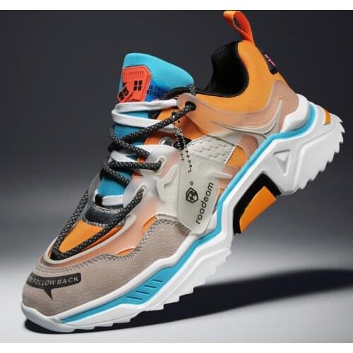 Running Shoes for Men Chunky Wedge Dad Shoes INS Hot Harajuku Style Lace-Up Mesh Flock Shoes Men Sneakers Trainers Zapatillas